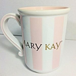 Pink and White Striped Mug Cup Coffee Tea Mary Kay